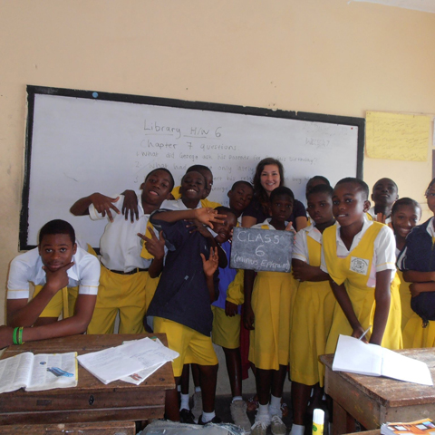 Rebecca volunteering in Ghana