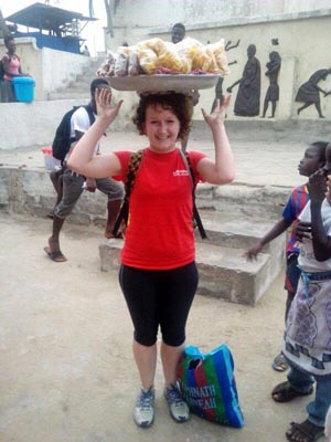 Lysette with Food on Head