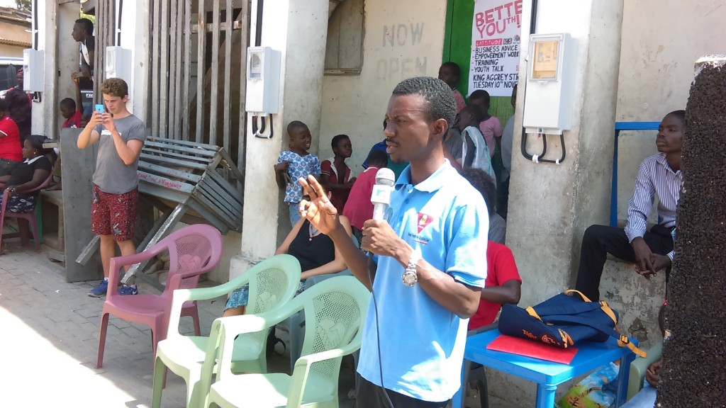 Resource Personnel giving a talk on sexual health at the Event