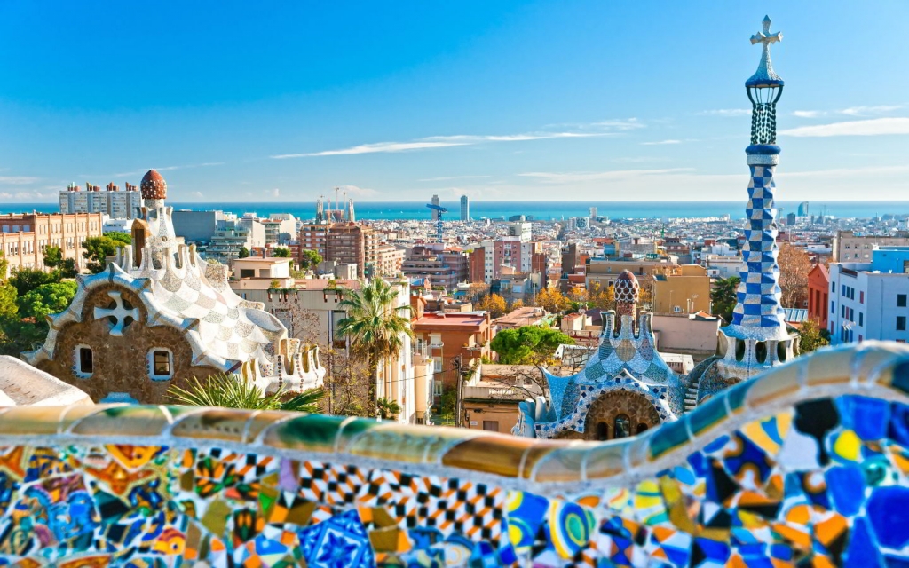 View of Barcelona, Spain, from Gaudi's Park Güell